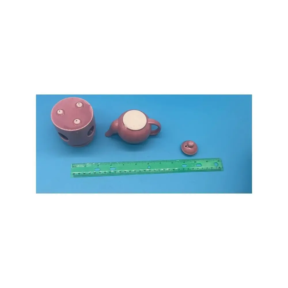 Vintage‎ Pink Teapot Candle Warmer 2-Piece Ceramic Set Country Core